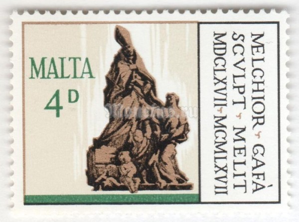 марка Мальта 4 пенни "St Thomas of Villanova" 1967 год