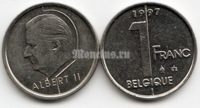 монета Бельгия 1 франк 1997 год