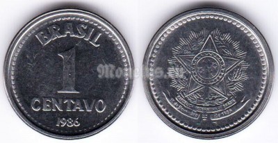 монета Бразилия 1 сентаво 1986 год