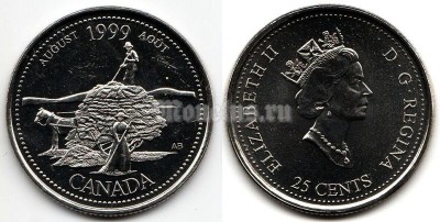 Монета Канада 25 центов 1999 год Серия Миллениум - Август 1999, Дух первооткрывателей