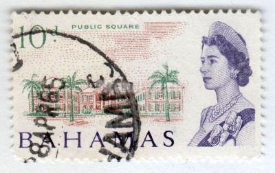 марка Багамские острова 10 пенни "Public square" 1965 год Гашение