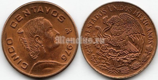 монета Мексика 5 сентаво 1976 год