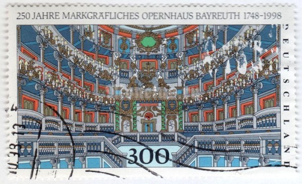 марка ФРГ 300 пфенниг "Opera Bayreuth" 1998 год Гашение