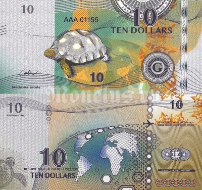 Бона Острова Гилберта 10 долларов 2016 год Шпороносная черепаха
