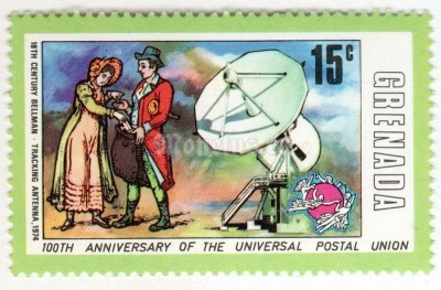 марка Гренада 15 центов "Bellman 18th Cent, Radar" 1974 год