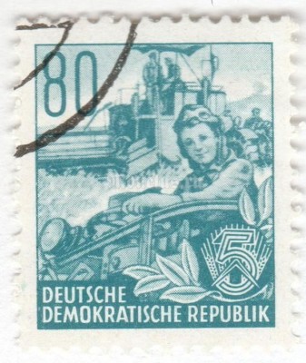 марка ГДР 80 пфенниг "Combines" 1953 год Гашение