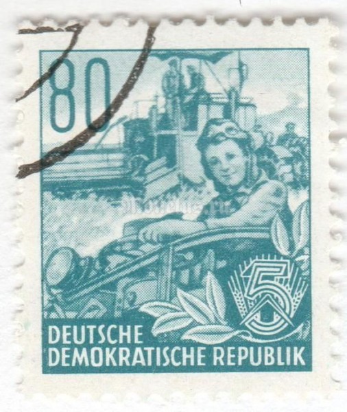 марка ГДР 80 пфенниг "Combines" 1953 год Гашение