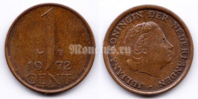 монета Нидерланды 1 цент 1972 год