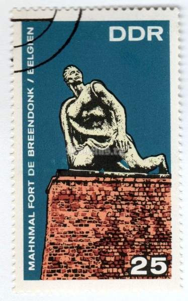 марка ГДР 25 пфенниг "Breedonk monument" 1968 год Гашение