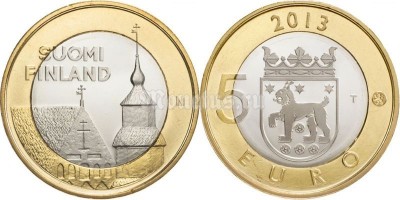 монета Финляндия 5 евро 2013 год Серия: Финские провинции в архитектуре. Хяме