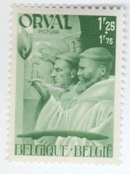 марка Бельгия 1,25+1,75 франка "Orval" 1941 год