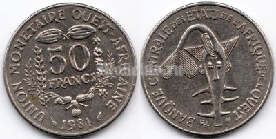 монета Западная Африка (BCEAO) 50 франков 1981 год