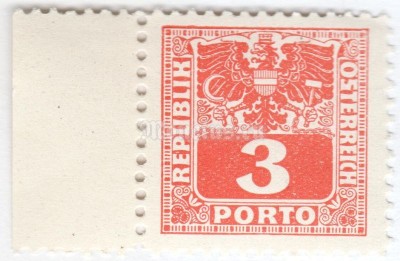 марка Австрия 3 рейхспфенинг "Coat of arms & digit" 1945 год