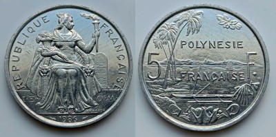 монета Французская Полинезия 5 франков 1986 год