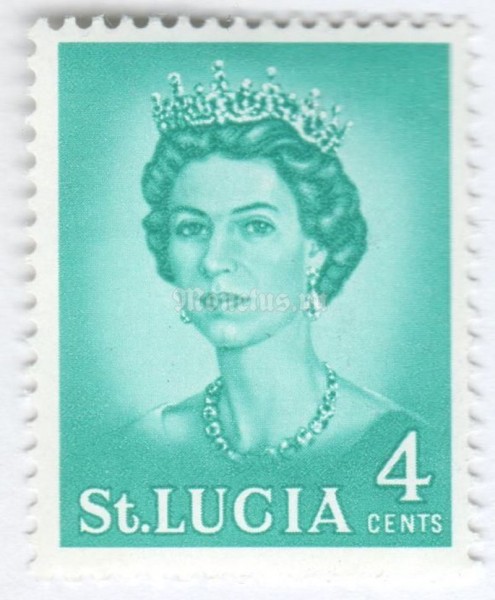 марка Сент-Люсия 4 цента "Queen Elizabeth II" 1964 год