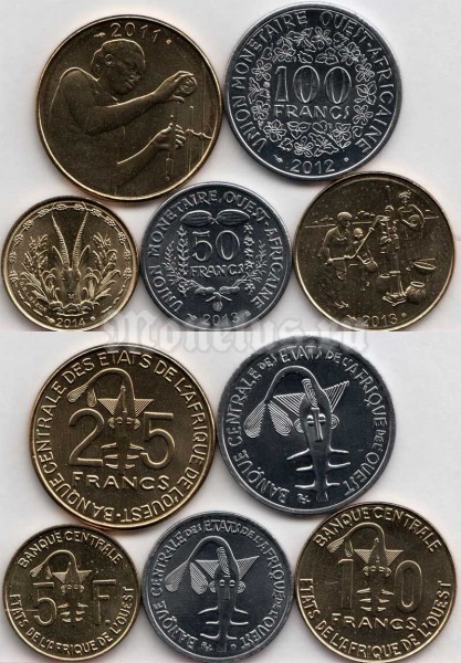 Западная Африка набор из 5-ти монет 2011 - 2014 год