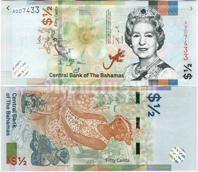 банкнота Багамские острова 1/2 доллара (50 центов) 2019 год