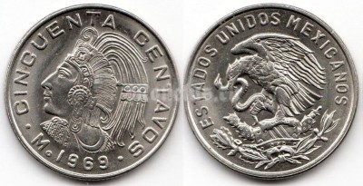 монета Мексика 50 сентаво 1969 год