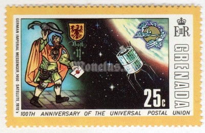 марка Гренада 25 центов "Messenger, Satellite" 1974 год