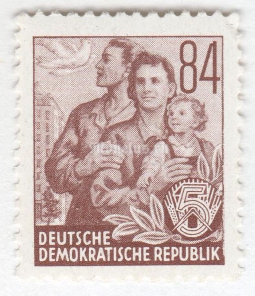марка ГДР 84 пфенниг "Family" 1953 год Гашение