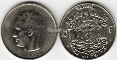 Монета Бельгия 10 франков 1975 год BELGIЁ