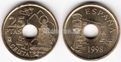 монета Испания 25 песет 1998 год Сеута