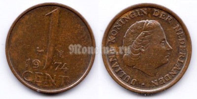 монета Нидерланды 1 цент 1974 год