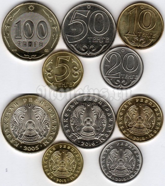 Казахстан набор из 5-ти монет 2005-2016 год