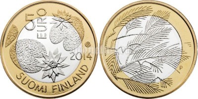 монета Финляндия 5 евро 2014 год Серия: "Северная природа". Северный Лес