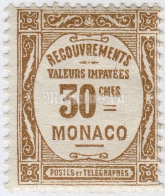 марка Монако 30 сентиме "Numeral" 1925 год