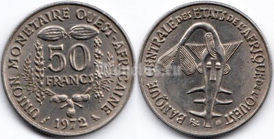 монета Западная Африка (BCEAO) 50 франков 1972 год