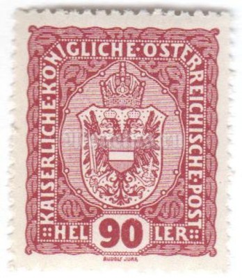 марка Австрия 90 геллер "Coat of arms" 1916 год