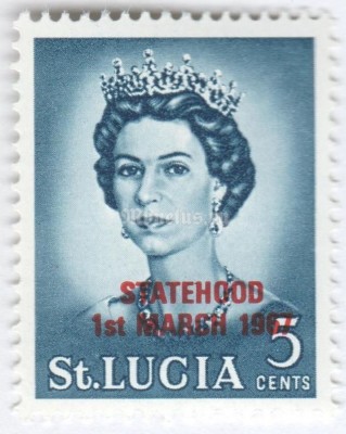 марка Сент-Люсия 5 центов "Queen Elizabeth II" 1967 год