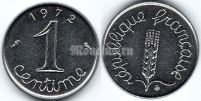 монета Франция 1 сантим 1972 год