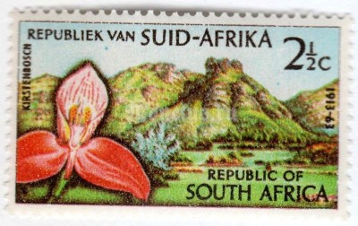 марка Южная Африка 2 1/2 цента "Kirstenbosch "50"" 1963 год