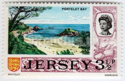 марка Джерси 3 1/2 пенни "Portelet Bay" 1971 год