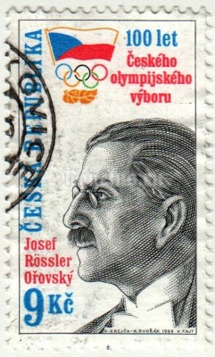 марка Чехия 9 крон "Йозеф Ресслер-Оровский (1869-1933) Чешский спортивный комитет" 1999 год