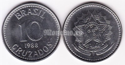 монета Бразилия 10 крузадо 1988 год
