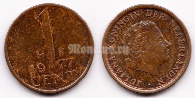 монета Нидерланды 1 цент 1977 год