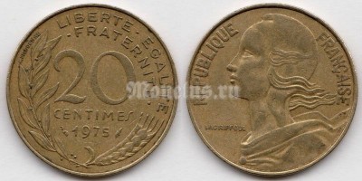 монета Франция 20 сантимов 1975 год