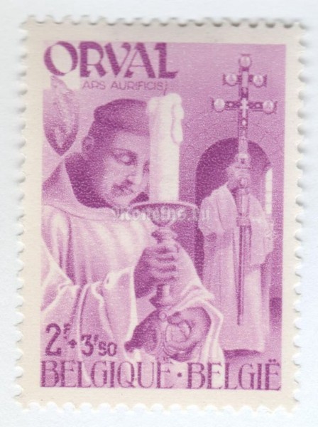 марка Бельгия 2+3,50 франка "Orval" 1941 год