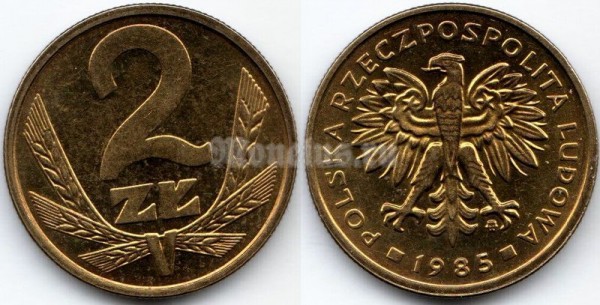монета Польша 2 злотых 1985 год