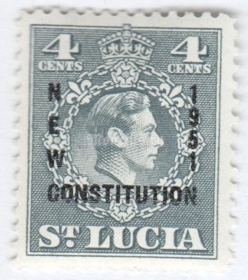 марка Сент-Люсия 4 цента "New Constitution 1951" 1951 год