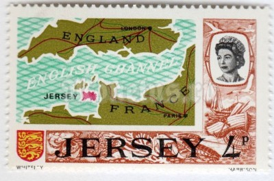 марка Джерси 4 пенни "Chart of the English Channel" 1971 год