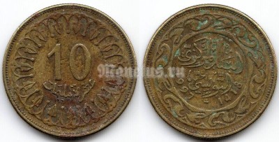 монета Тунис 10 миллимов 1997 год