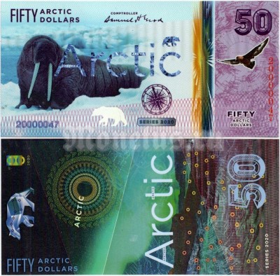 бона Арктика 50 долларов 2020 год, пластик