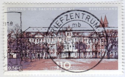 марка ФРГ 110 пфенниг "State diet of Saxony-Anhalt, Magdeburg" 2001 год Гашение