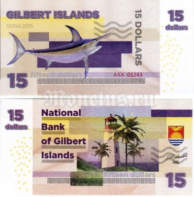 бона Острова Гилберта 15 долларов 2015 год