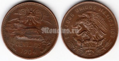 монета Мексика 20 сентаво 1964 год