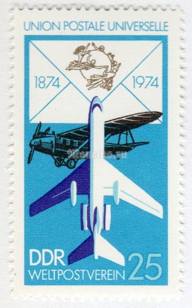 марка ГДР 25 пфенниг "Airplanes" 1974 год